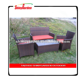 4 PC Shinygarden Rattan Patio muebles conjunto negro mimbre jardín césped sofá asiento acolchado